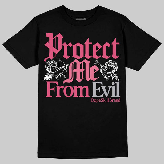 White Fluo Pink DopeSkill T-Shirt Protect Me From Evil Graphic