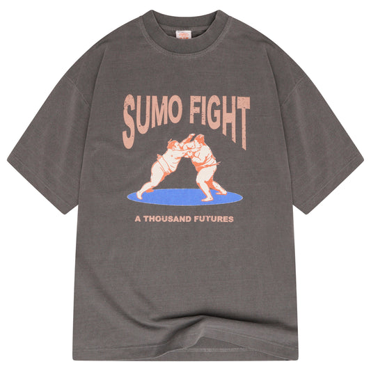 A Thousand Futures 'Sumo Fight' Vintage Washed Tee - Charcoal