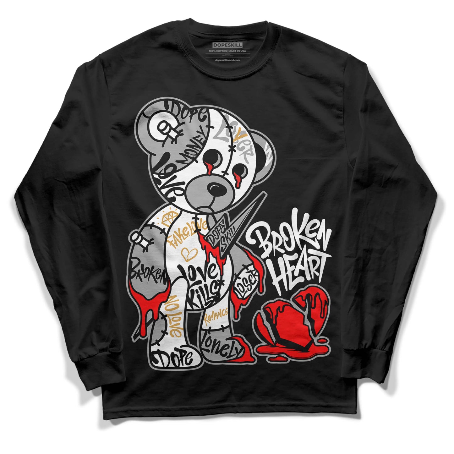 Gratitude 11s DopeSkill Long Sleeve T-Shirt Broken Heart Graphic
