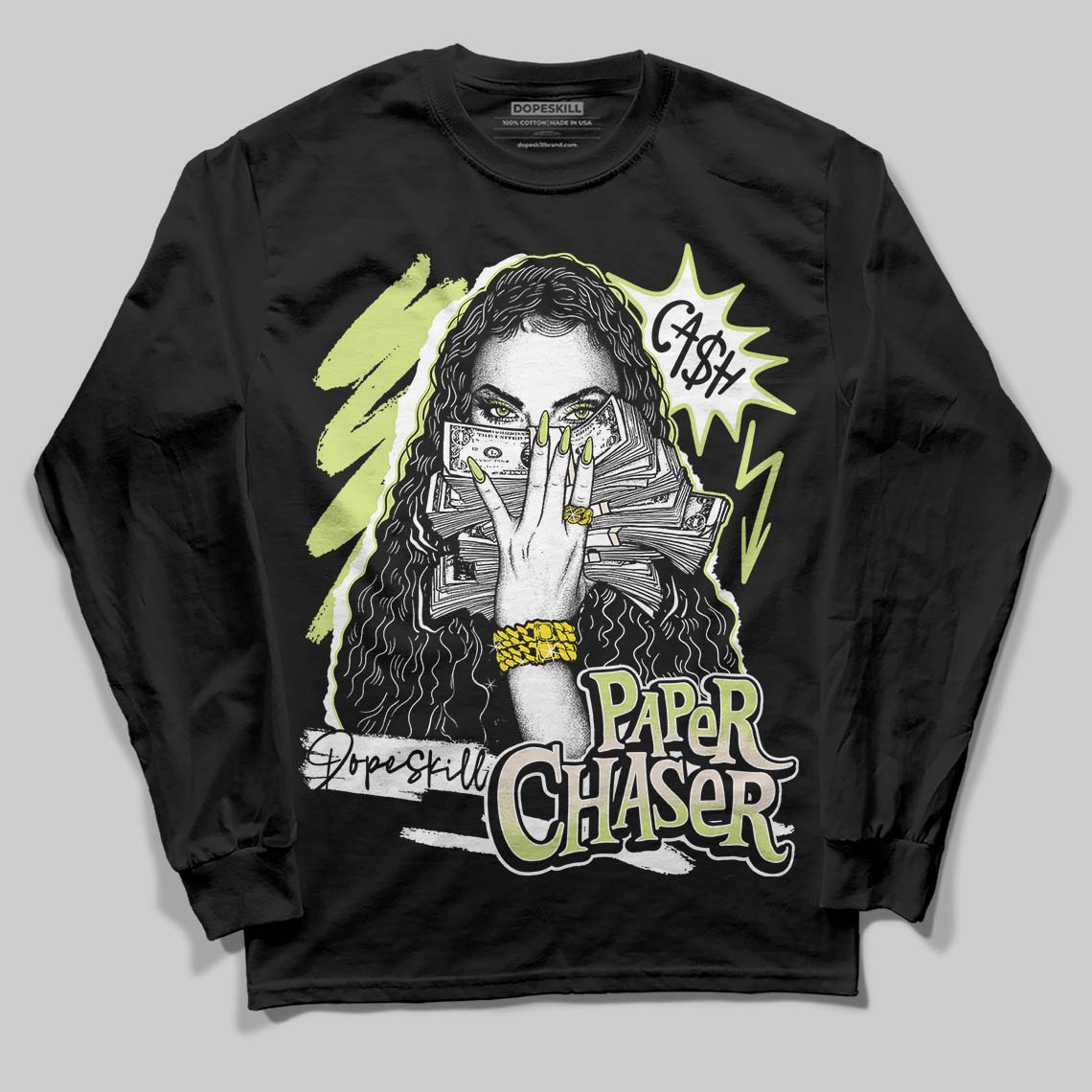 Luminous Green 5s DopeSkill Long Sleeve T-Shirt NPC Graphic