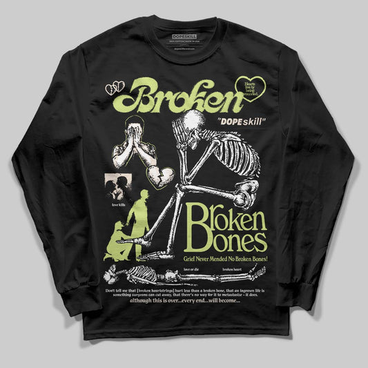 Luminous Green 5s DopeSkill Long Sleeve T-Shirt Broken Bones Graphic