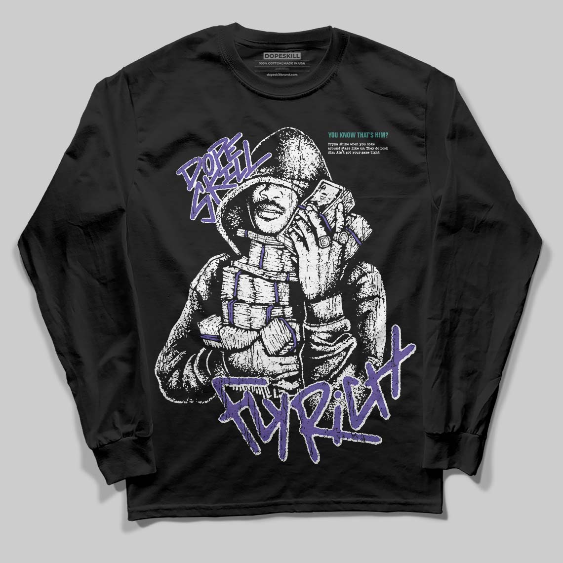 Grape 5s DopeSkill Long Sleeve T-Shirt Fly Rich Graphic