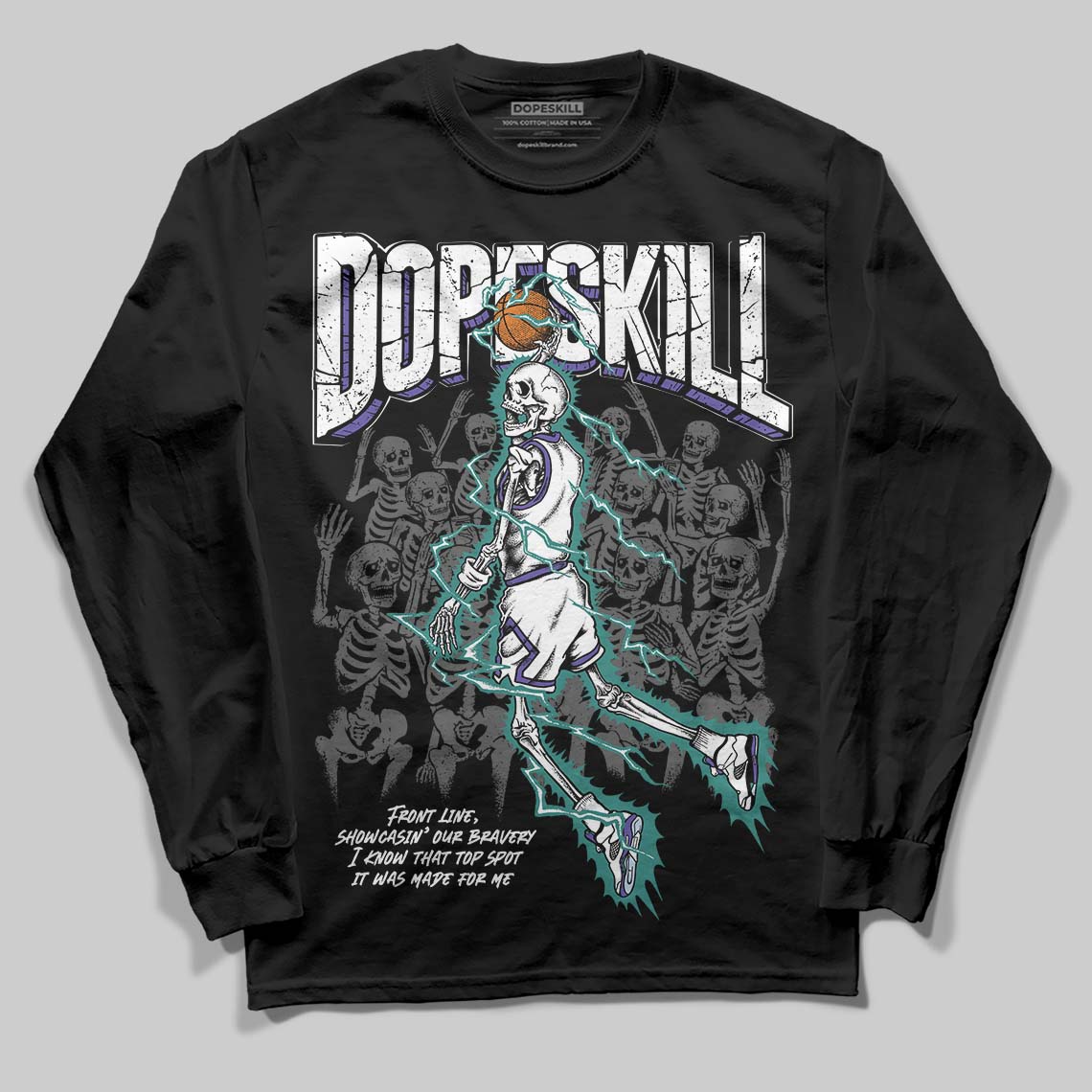 Grape 5s DopeSkill Long Sleeve T-Shirt Thunder Dunk Graphic
