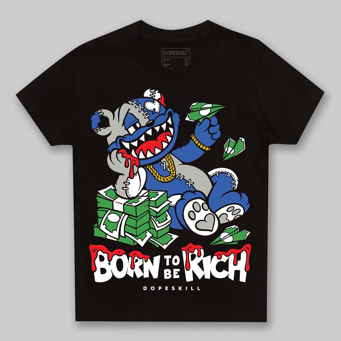 Lucky Shorts 3s DopeSkill Toddler Kids T-shirt Born To Be Rich Graphic