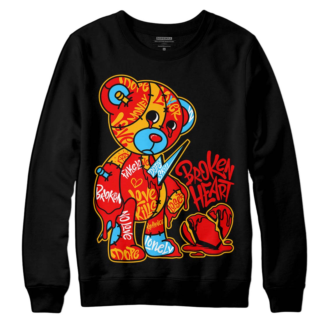 Red Collection DopeSkill Sweatshirt Broken Heart Graphic