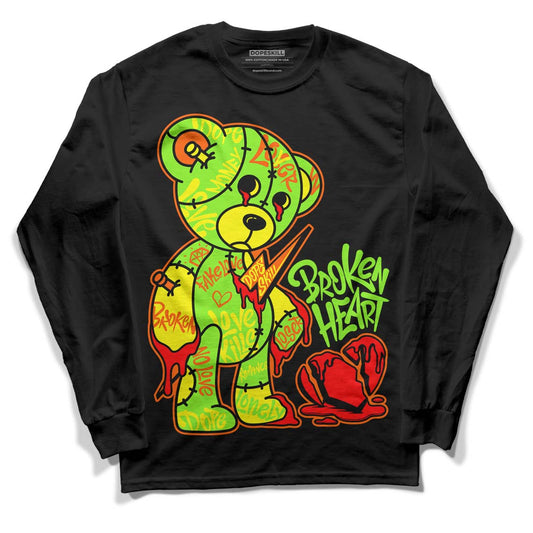 Neon Green Collection DopeSkill Long Sleeve T-Shirt Broken Heart Graphic