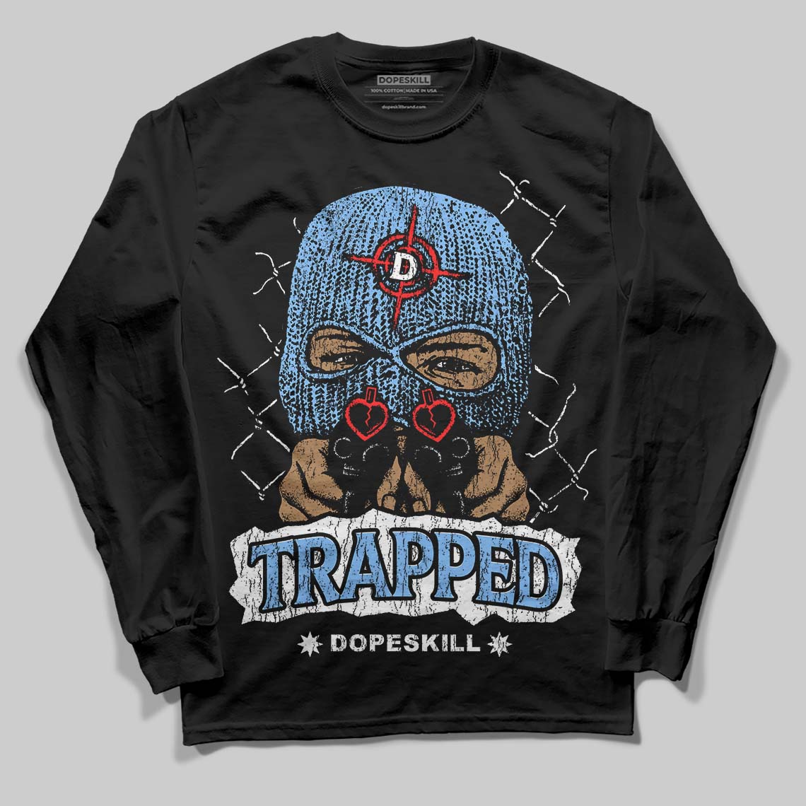 University Blue 6s DopeSkill Long Sleeve T-Shirt New Trapped Graphic