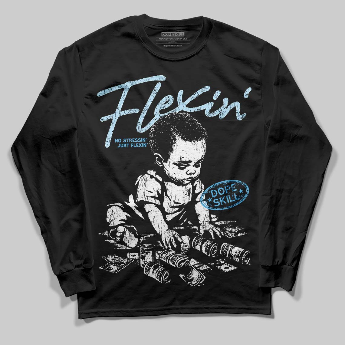 Legend Blue 11s DopeSkill Long Sleeve T-Shirt Flexin' Graphic