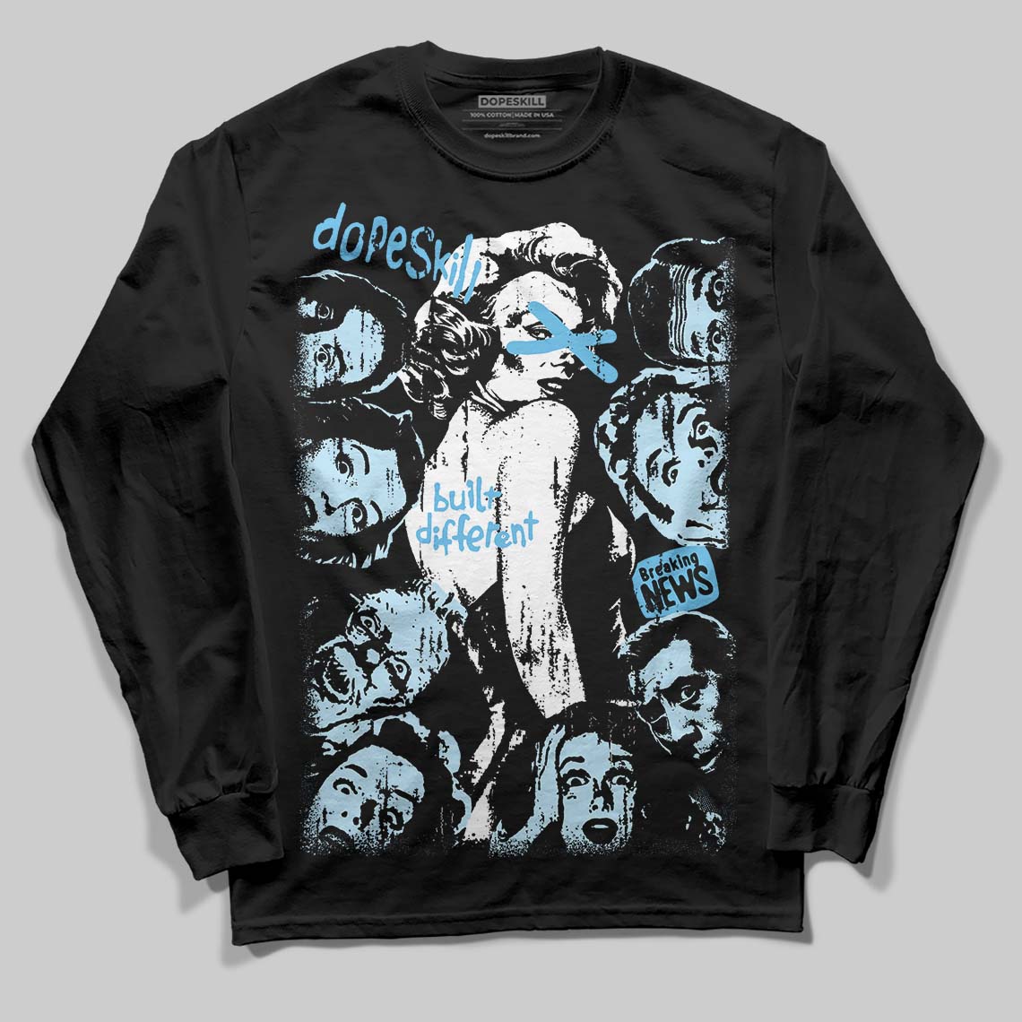 Legend Blue 11s DopeSkill Long Sleeve T-Shirt Built Different Graphic