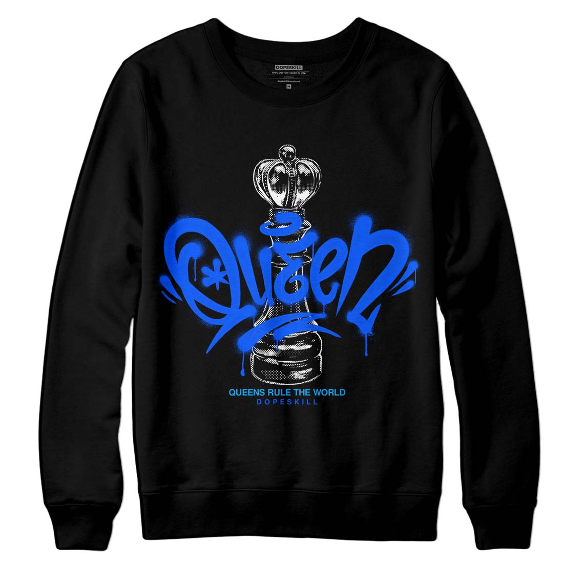 Royal Blue Collection DopeSkill Sweatshirt Queen Chess Graphic
