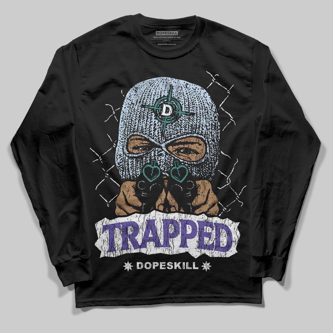 Grape 5s DopeSkill Long Sleeve T-Shirt New Trapped Graphic