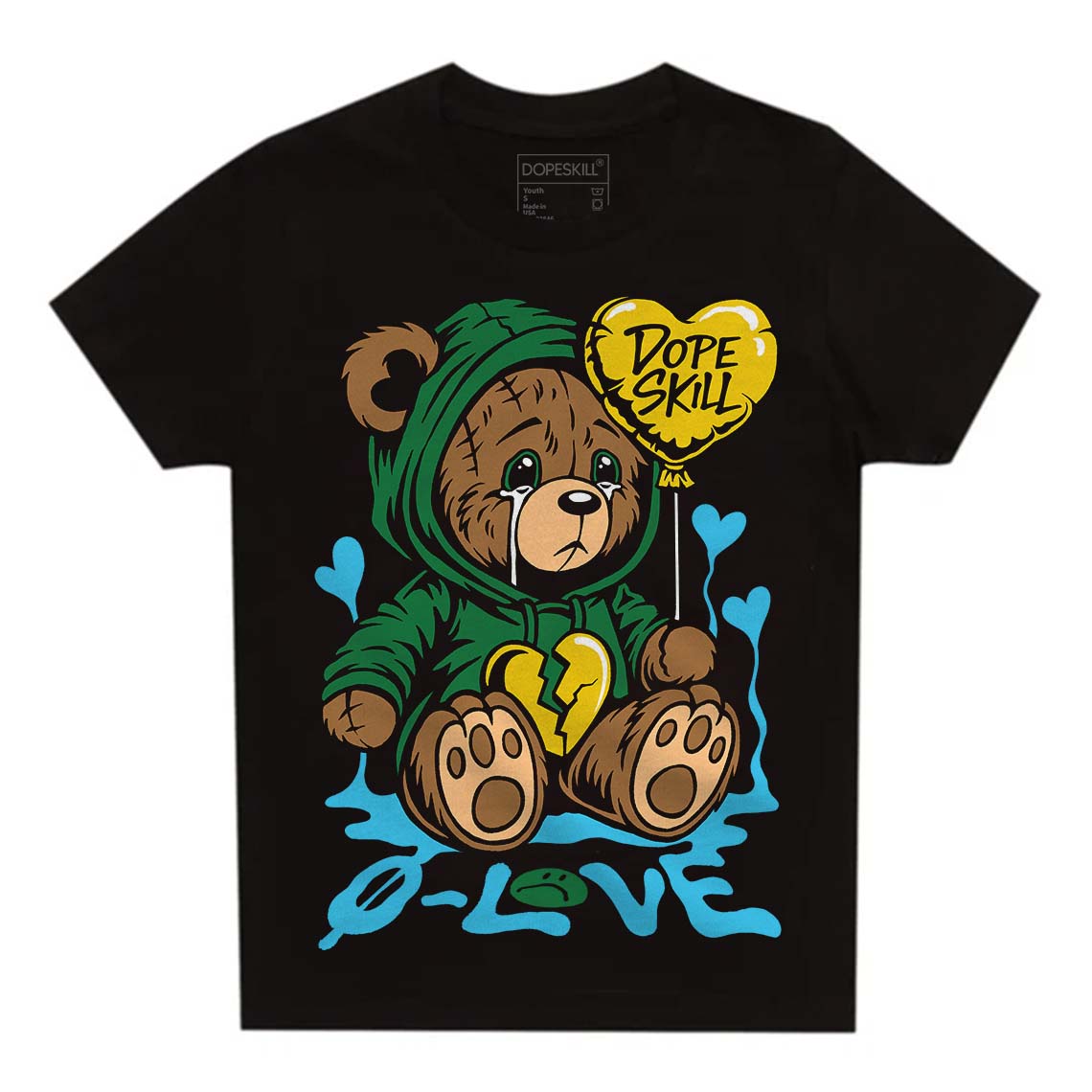 Lucky Green 5s DopeSkill Toddler Kids T-shirt Broken Bear Graphic