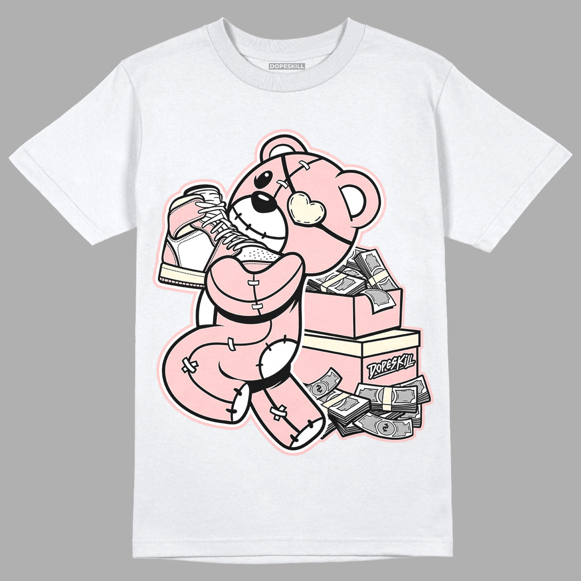 Washed Pink 1s Retro High OG DopeSkill T-Shirt Bear Steals Sneaker Graphic