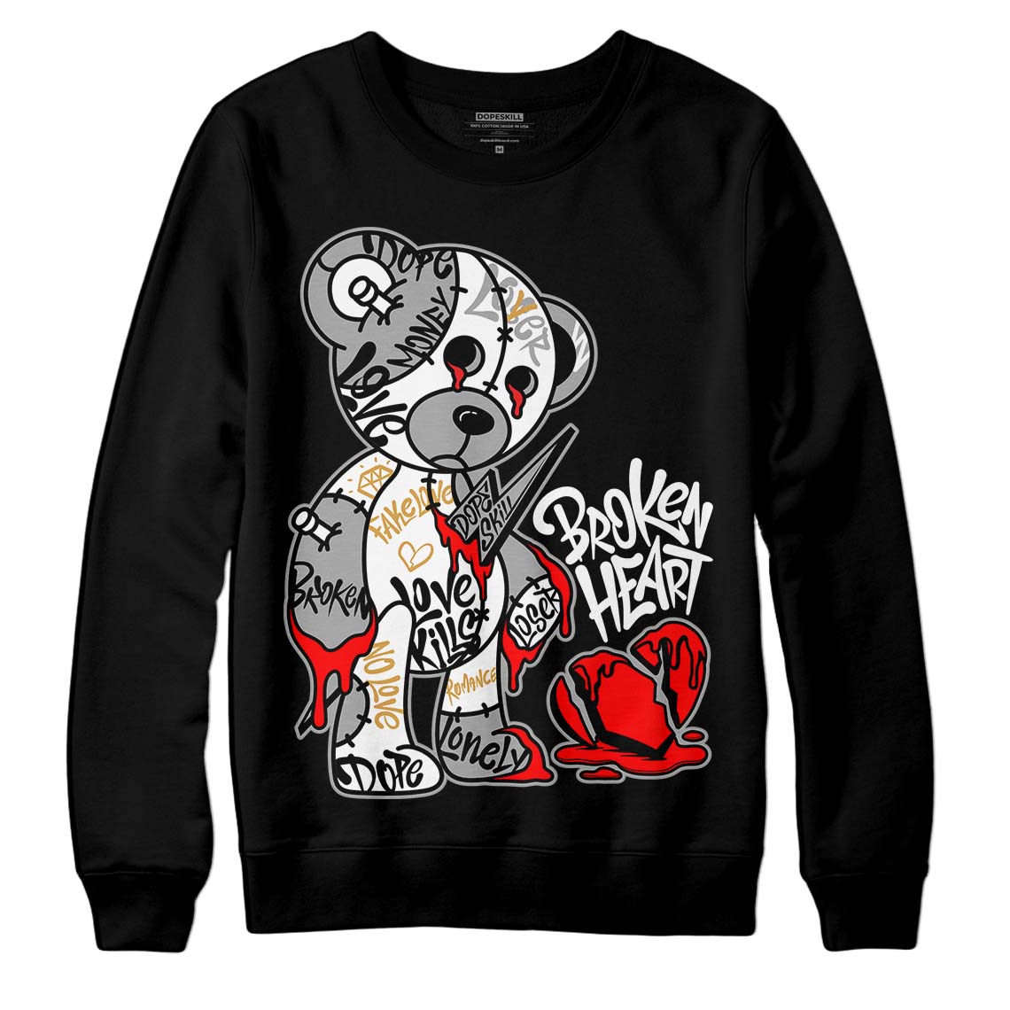 Gratitude 11s DopeSkill Sweatshirt Broken Heart Graphic