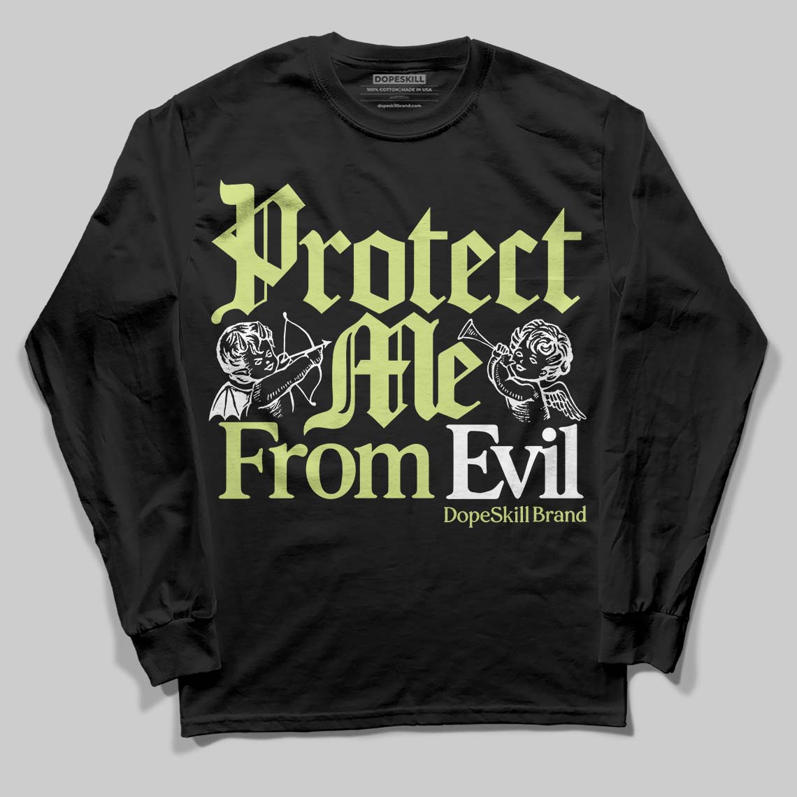 Luminous Green 5s DopeSkill Long Sleeve T-Shirt Protect Me From Evil Graphic