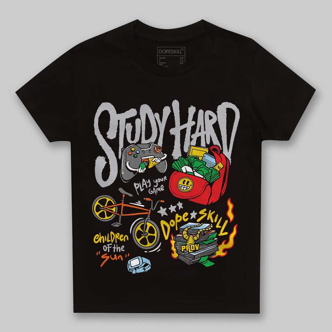 Grey Collection DopeSkill Toddler Kids T-shirt Study Hard Graphic