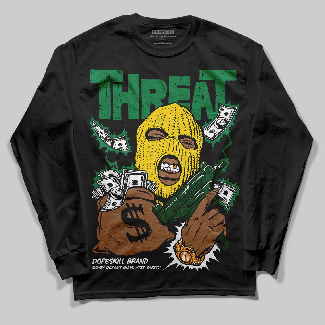 Green Collection DopeSkill Long Sleeve T-Shirt Under Threat Graphic