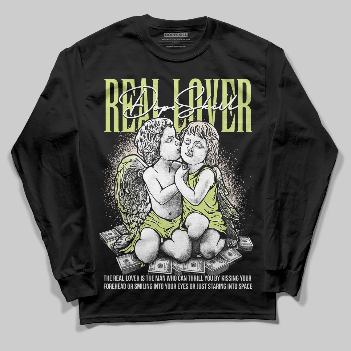 Luminous Green 5s DopeSkill Long Sleeve T-Shirt Real Lover Graphic