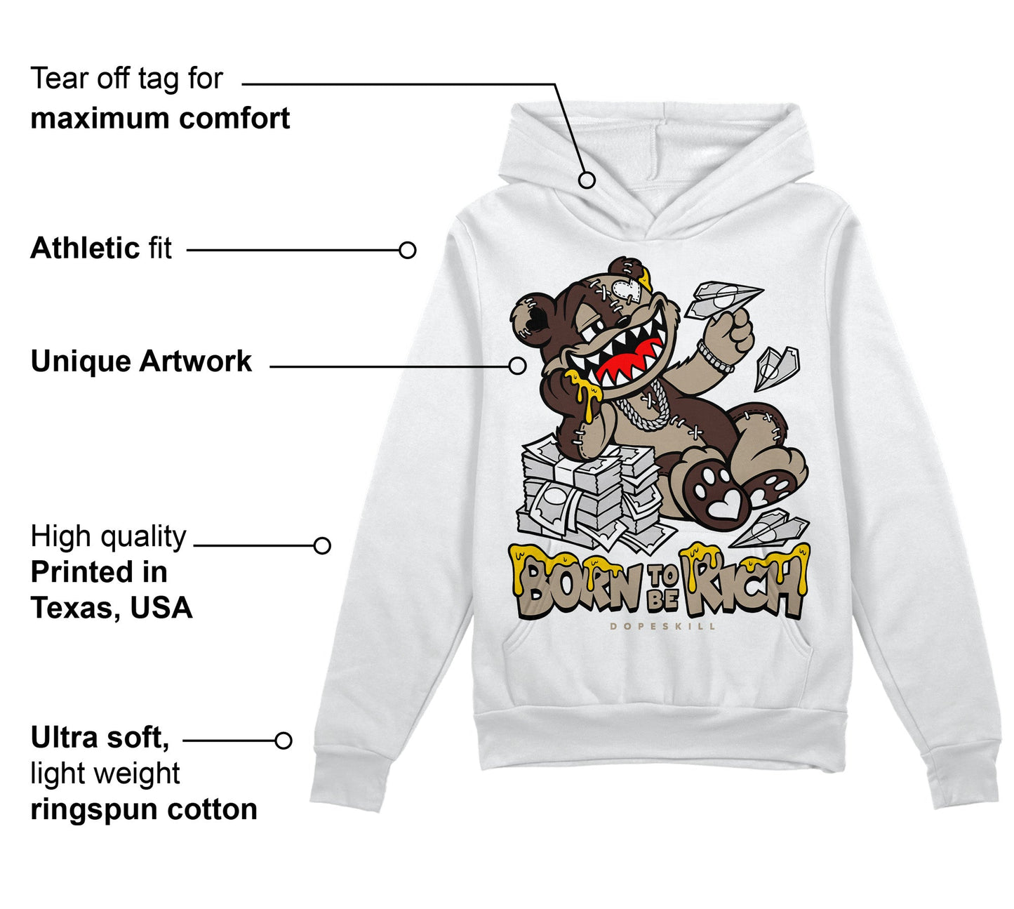 Latte 1s DopeSkill Hoodie Sweatshirt Born To Be Rich Graphic