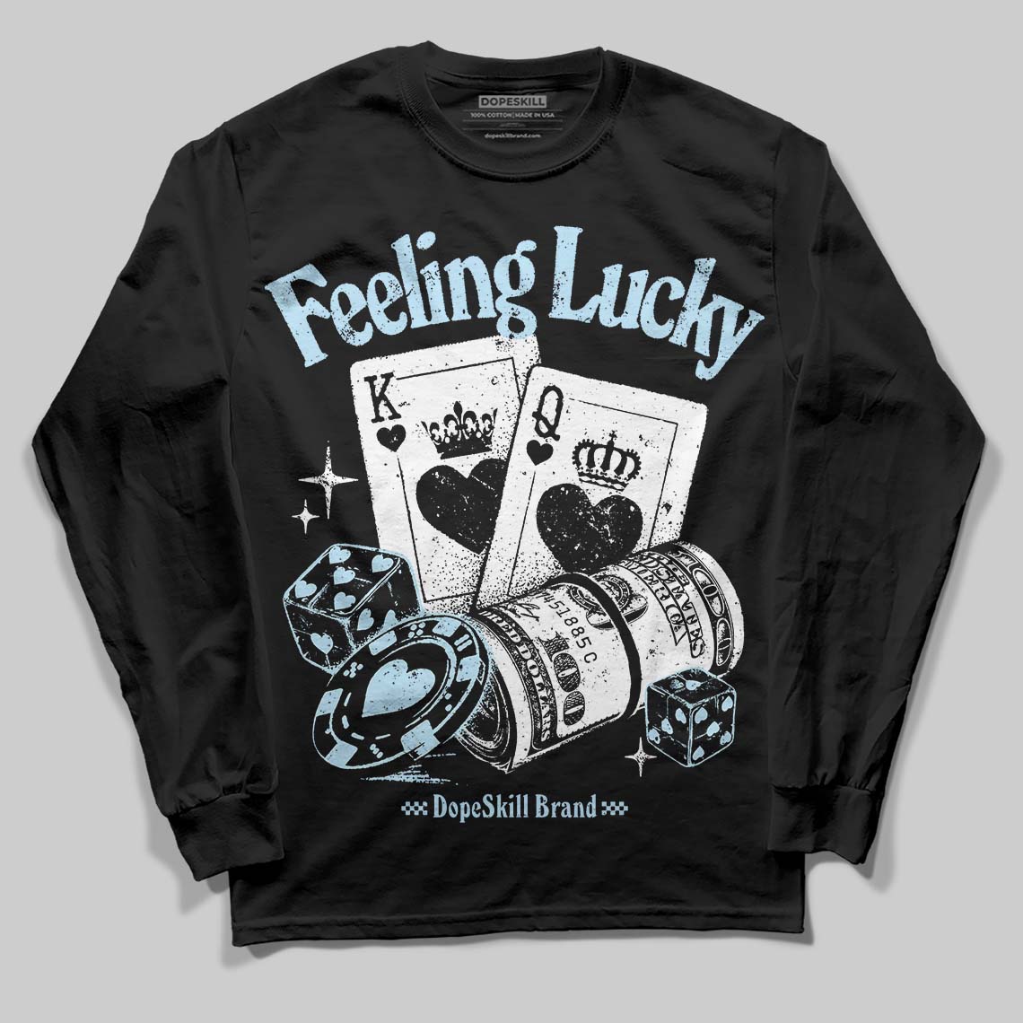 Legend Blue 11s DopeSkill Long Sleeve T-Shirt Feeling Lucky Graphic