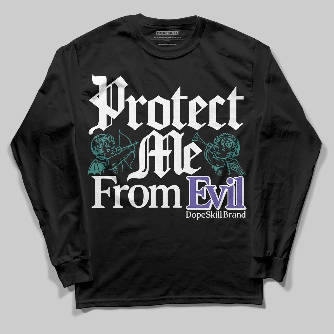 Grape 5s DopeSkill Long Sleeve T-Shirt Protect Me From Evil Graphic