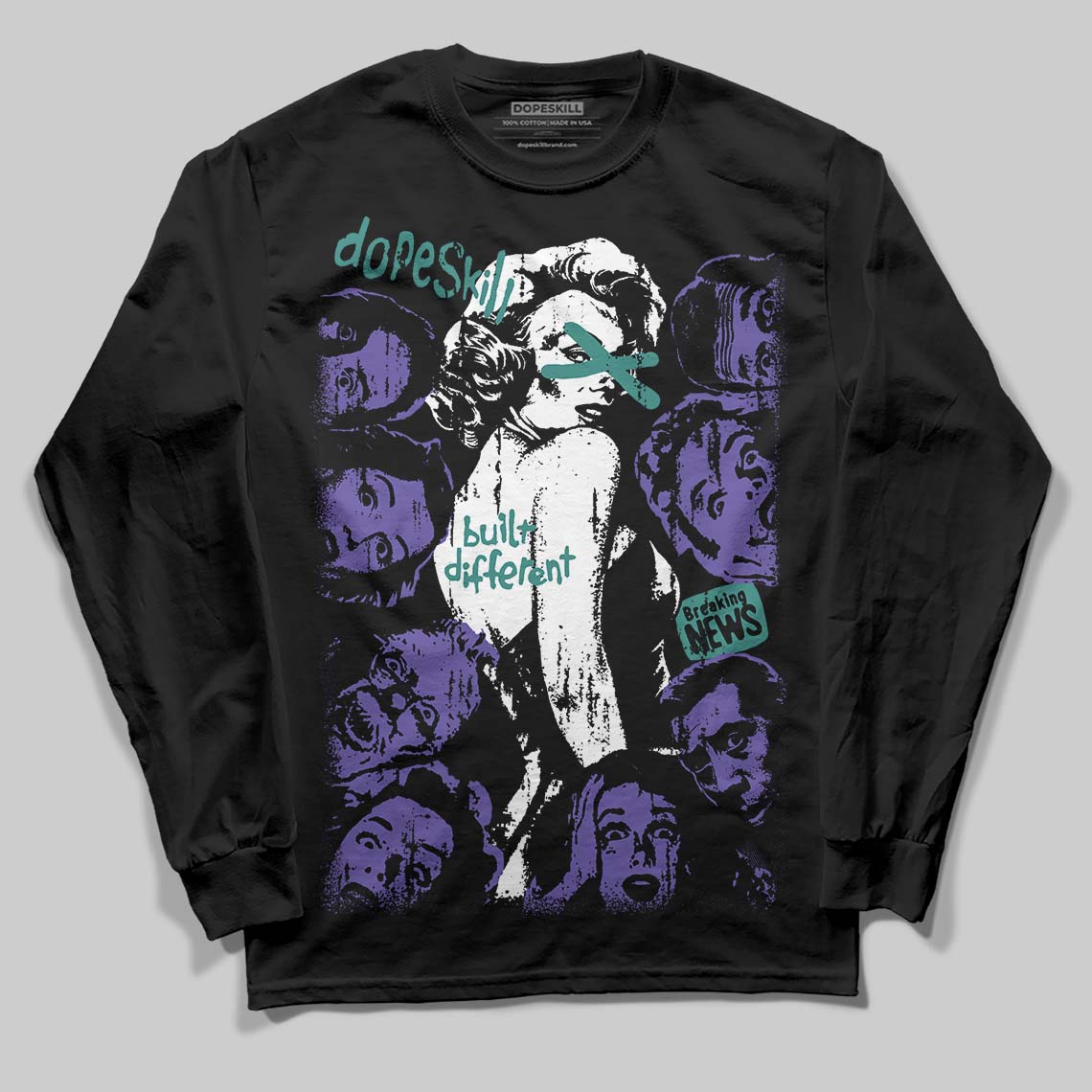 Grape 5s DopeSkill Long Sleeve T-Shirt Built Different Graphic