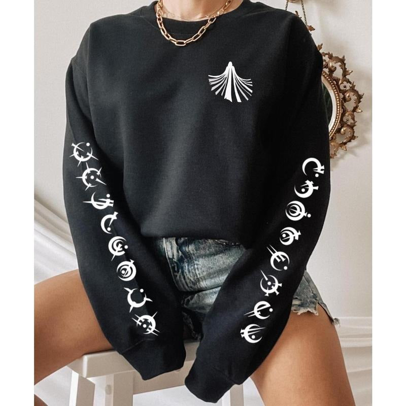 3 Slide,Mistborn crewneck,mistborn cloak,vin elend,kelsier,sazed spook,metal feruchemy symbols,bookish shirt, gift for...