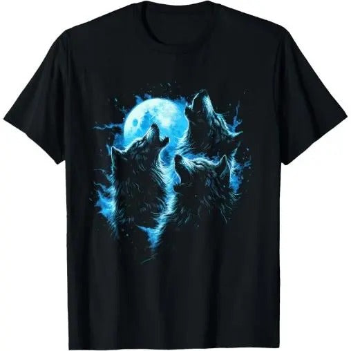 3 Wolf Howling At The Moon Wolf Graphic T-Shirt Made in USA Hoodie, Sweatshirt | HypeCrazeTee.com