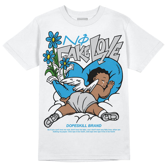 Military Blue 4s DopeSkill T-Shirt No Fake Love Graphic