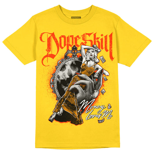 Yellow Ochre 6s DopeSkill Yellow T-shirt Money Loves Me Graphic