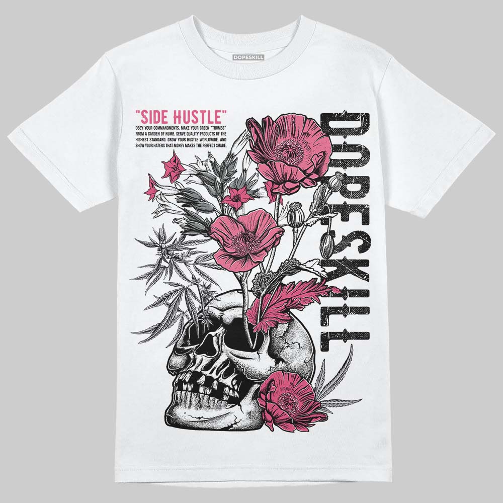 White Fluo Pink DopeSkill T-Shirt Side Hustle Graphic