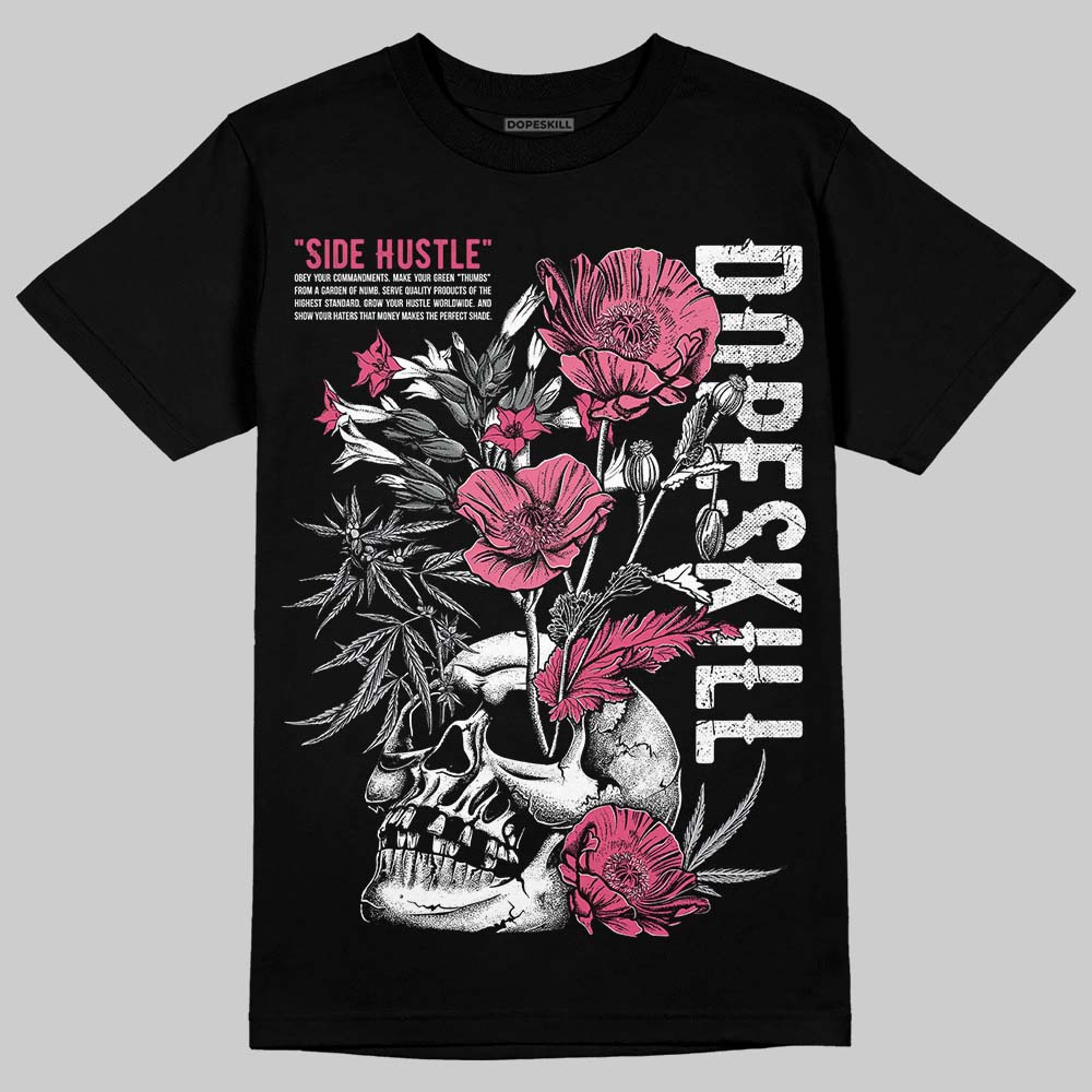 White Fluo Pink DopeSkill T-Shirt Side Hustle Graphic