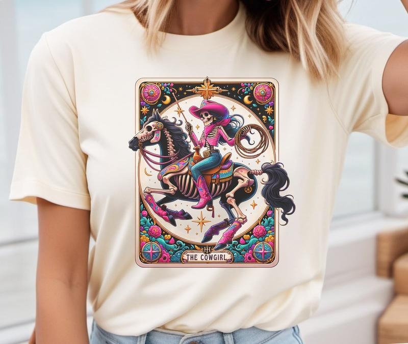# 333 - The Cowgirl Tarot Card Design - Print Unisex Crew neck Tee T-shirt Hoodie, Sweatshirt | HypeCrazeTee.com