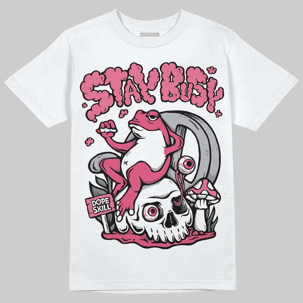 White Fluo Pink DopeSkill T-Shirt Stay Busy Graphic