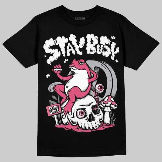 White Fluo Pink DopeSkill T-Shirt Stay Busy Graphic