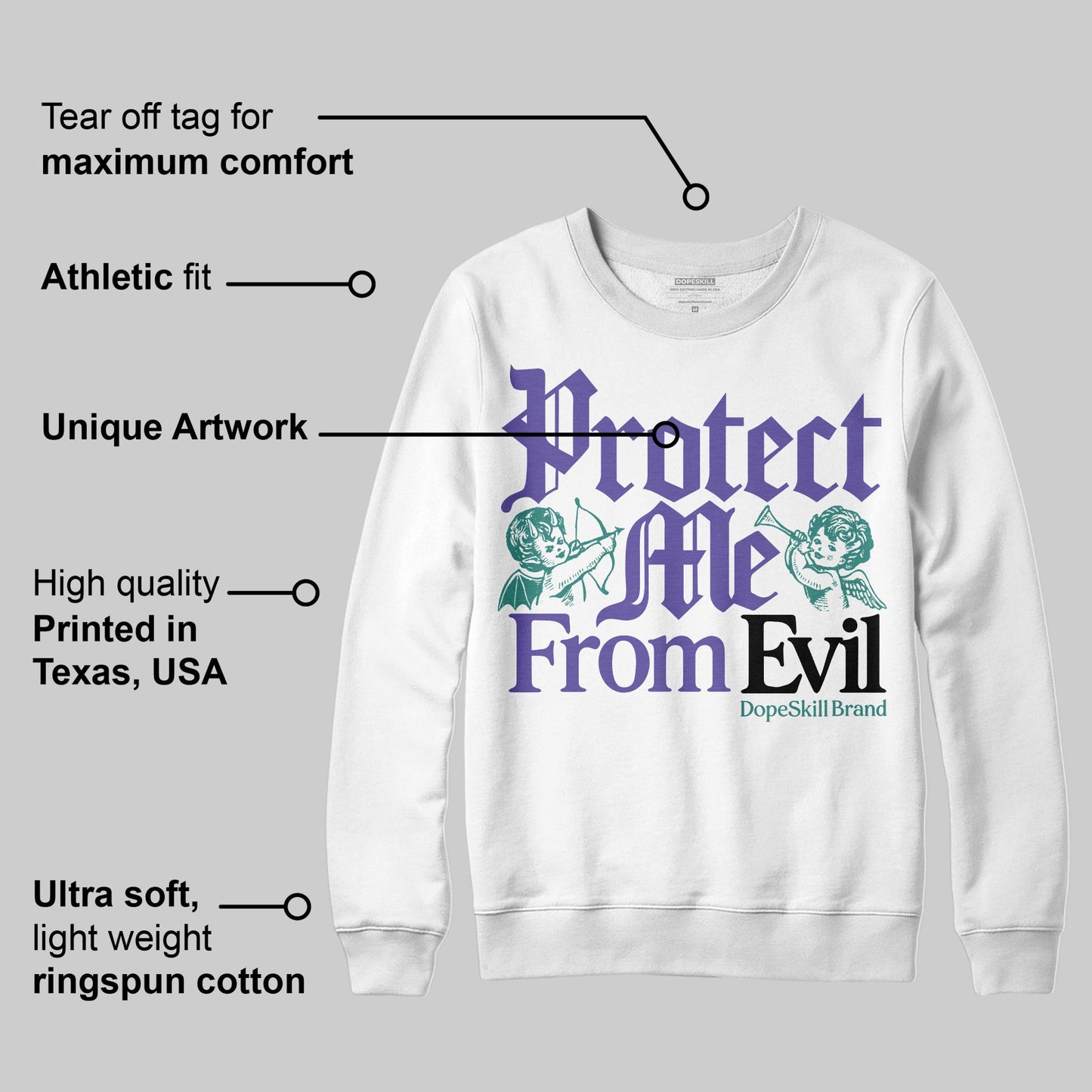 Grape 5s DopeSkill Sweatshirt Protect Me From Evil Graphic