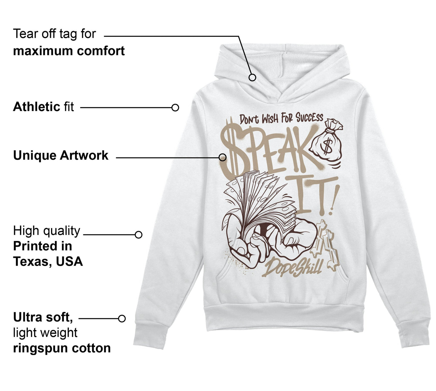 Latte 1s DopeSkill Hoodie Sweatshirt Speak It Graphic