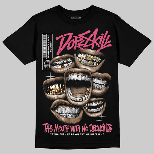 White Fluo Pink DopeSkill T-Shirt The Mouth With No Droughts Graphic