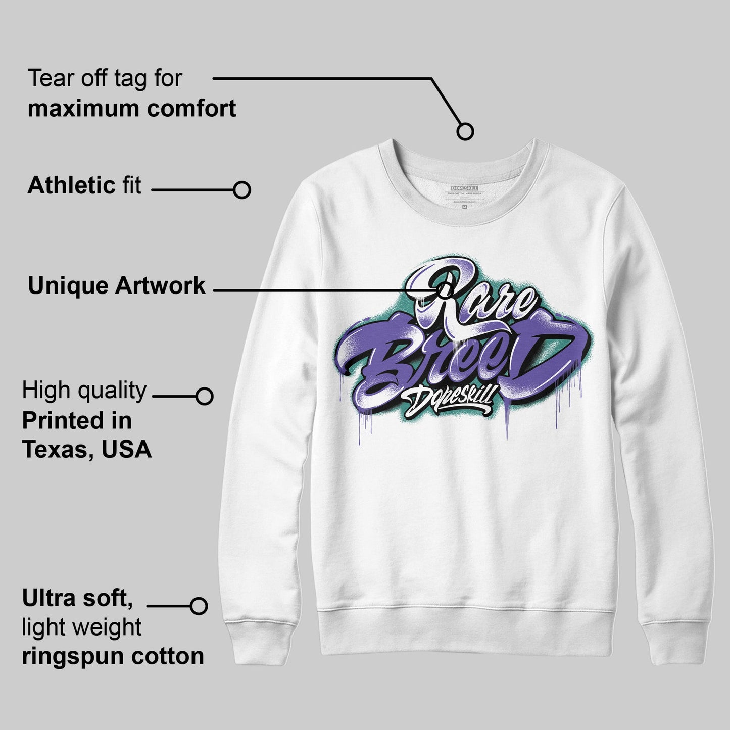Grape 5s DopeSkill Sweatshirt Rare Breed Type Graphic