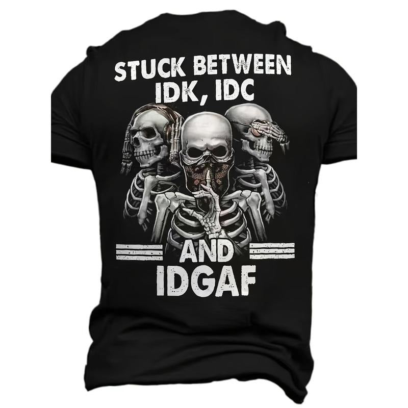 [3D Digital Skeleton Pattern T-shirt] Stylish Design Men's 3D Digital Skeleton Pattern And Letter Print Crew Neck And...