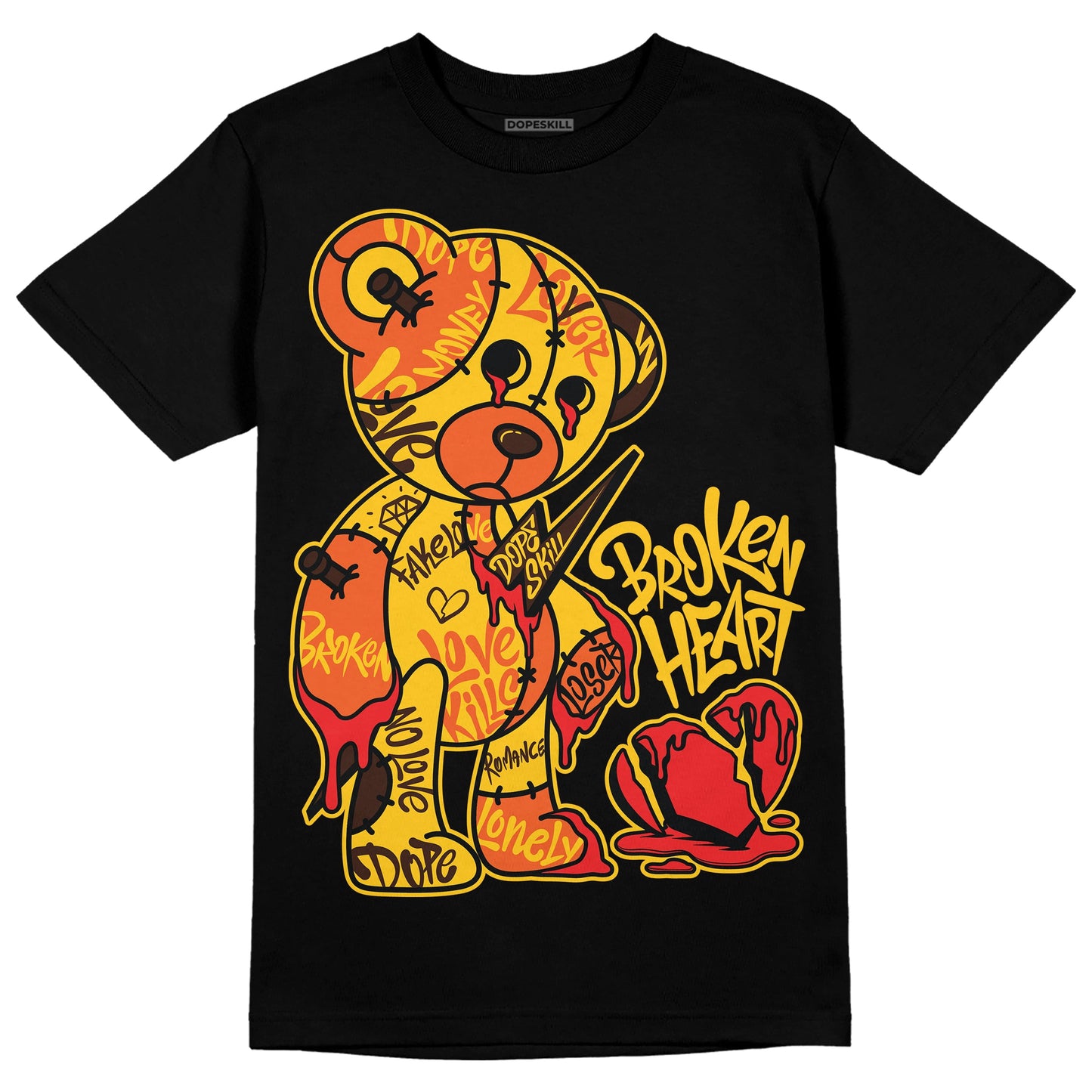 Yellow Collection DopeSkill T-Shirt Broken Heart Graphic