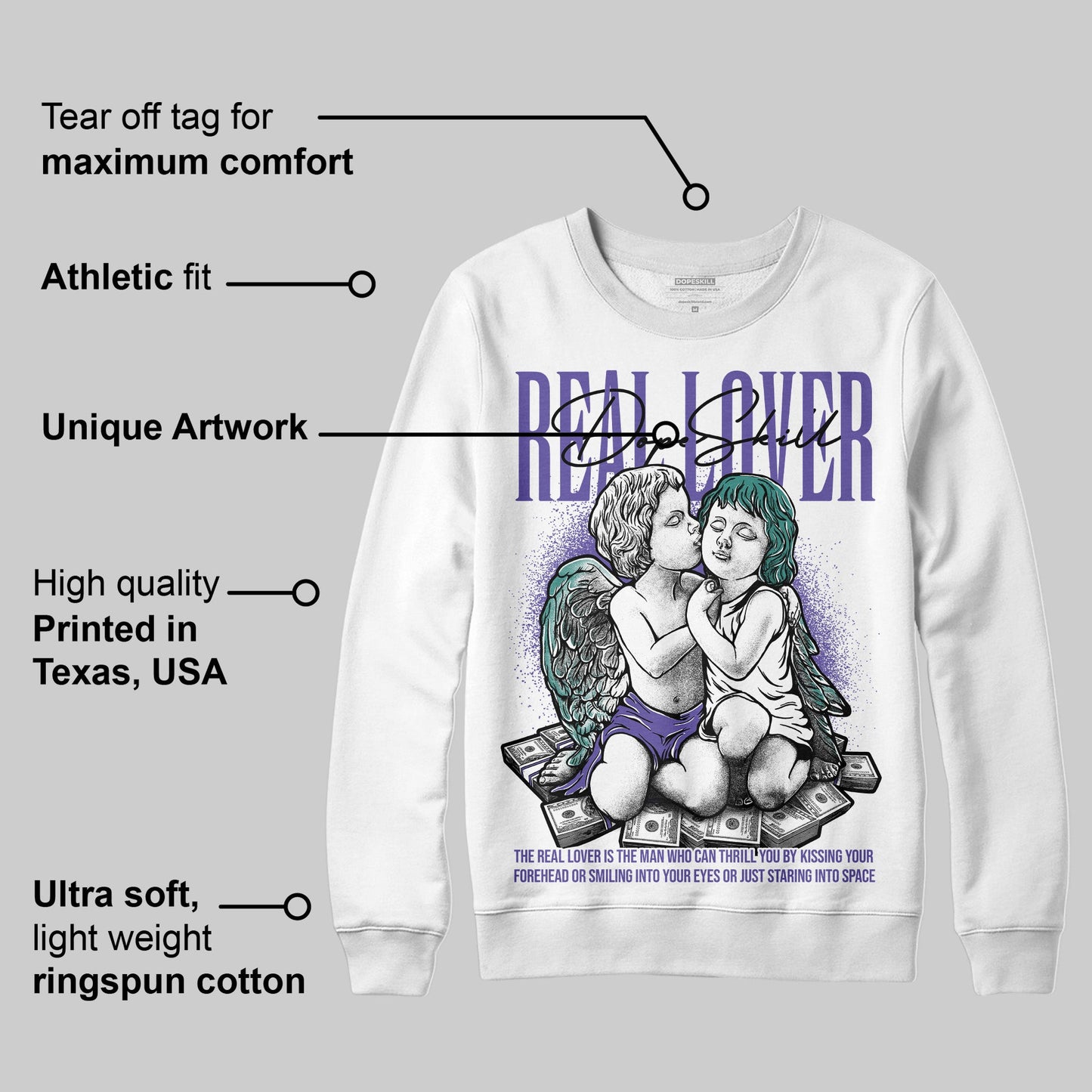 Grape 5s DopeSkill Sweatshirt Real Lover Graphic