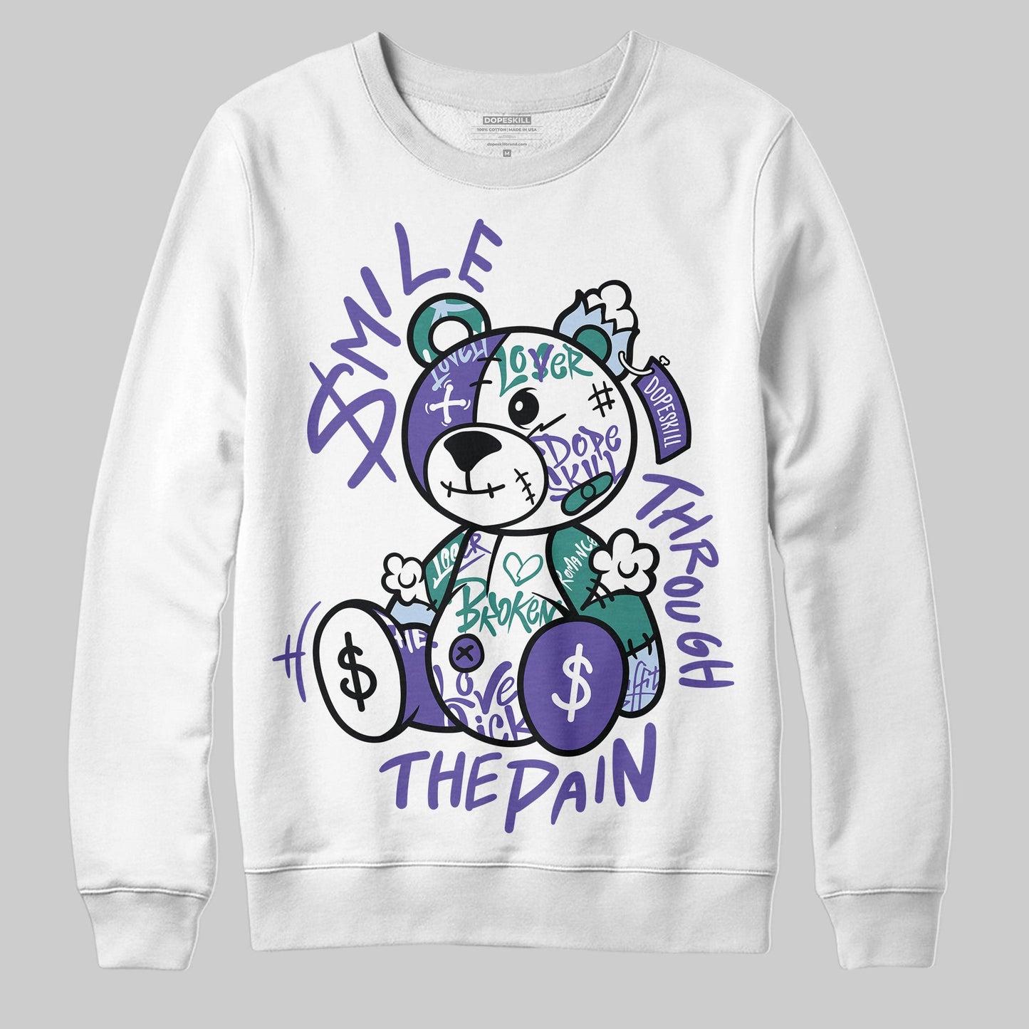 Grape 5s DopeSkill Sweatshirt Smile Through The Pain Graphic