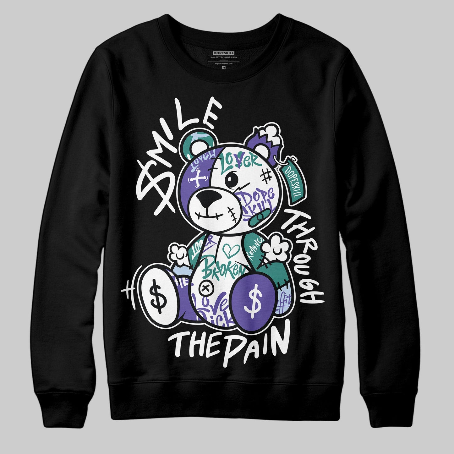 Grape 5s DopeSkill Sweatshirt Smile Through The Pain Graphic