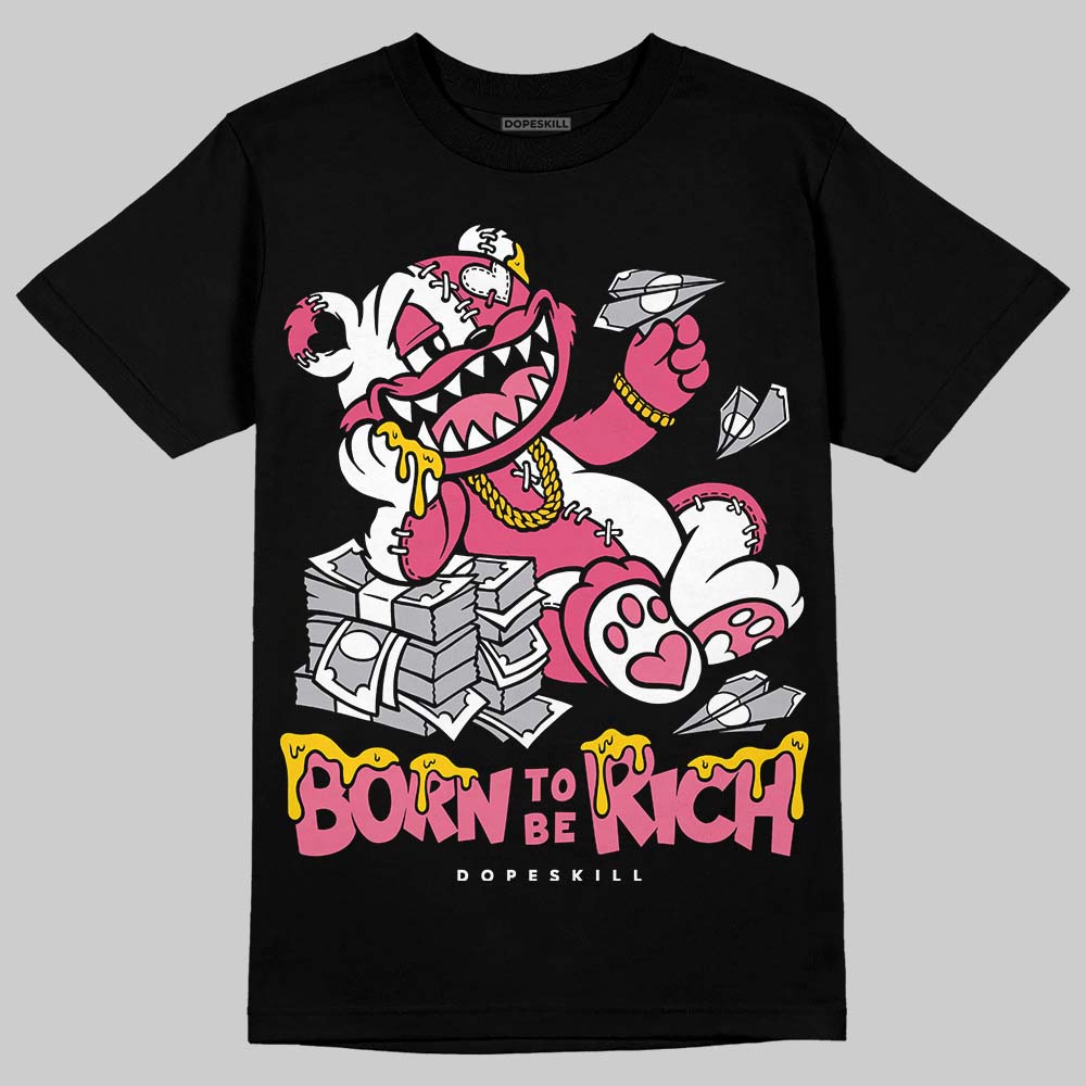 White Fluo Pink DopeSkill T-Shirt Born To Be Rich Graphic