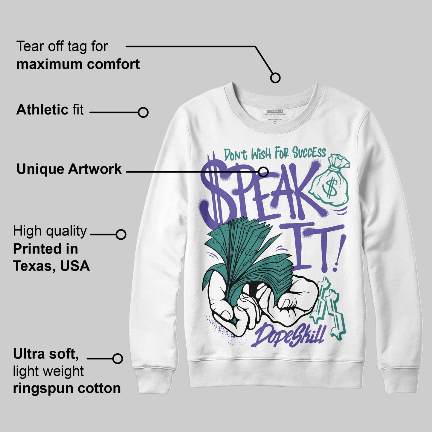 Grape 5s DopeSkill Sweatshirt Speak It Graphic