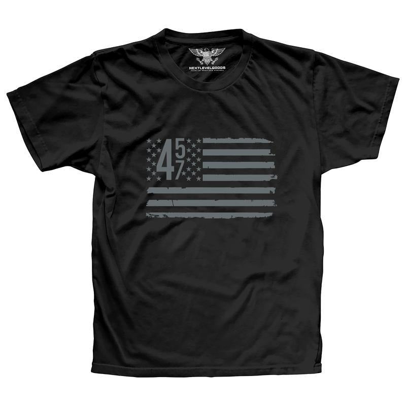 45/47 American Flag Premium Men's Heavyweight Cotton Short Sleeve Crew Neck T-Shirt Hoodie, Sweatshirt | HypeCrazeTee.com
