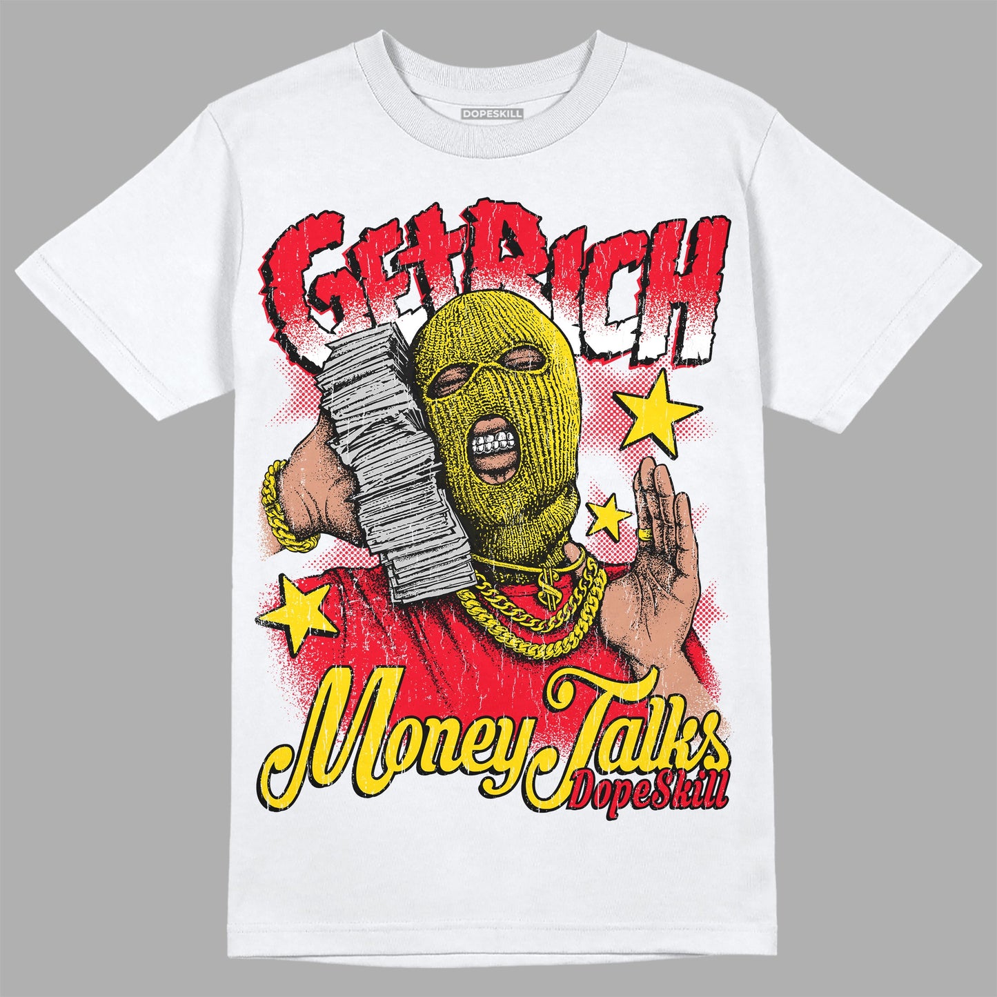 Red Thunder 4s DopeSkill T-shirt Get Rich Graphic
