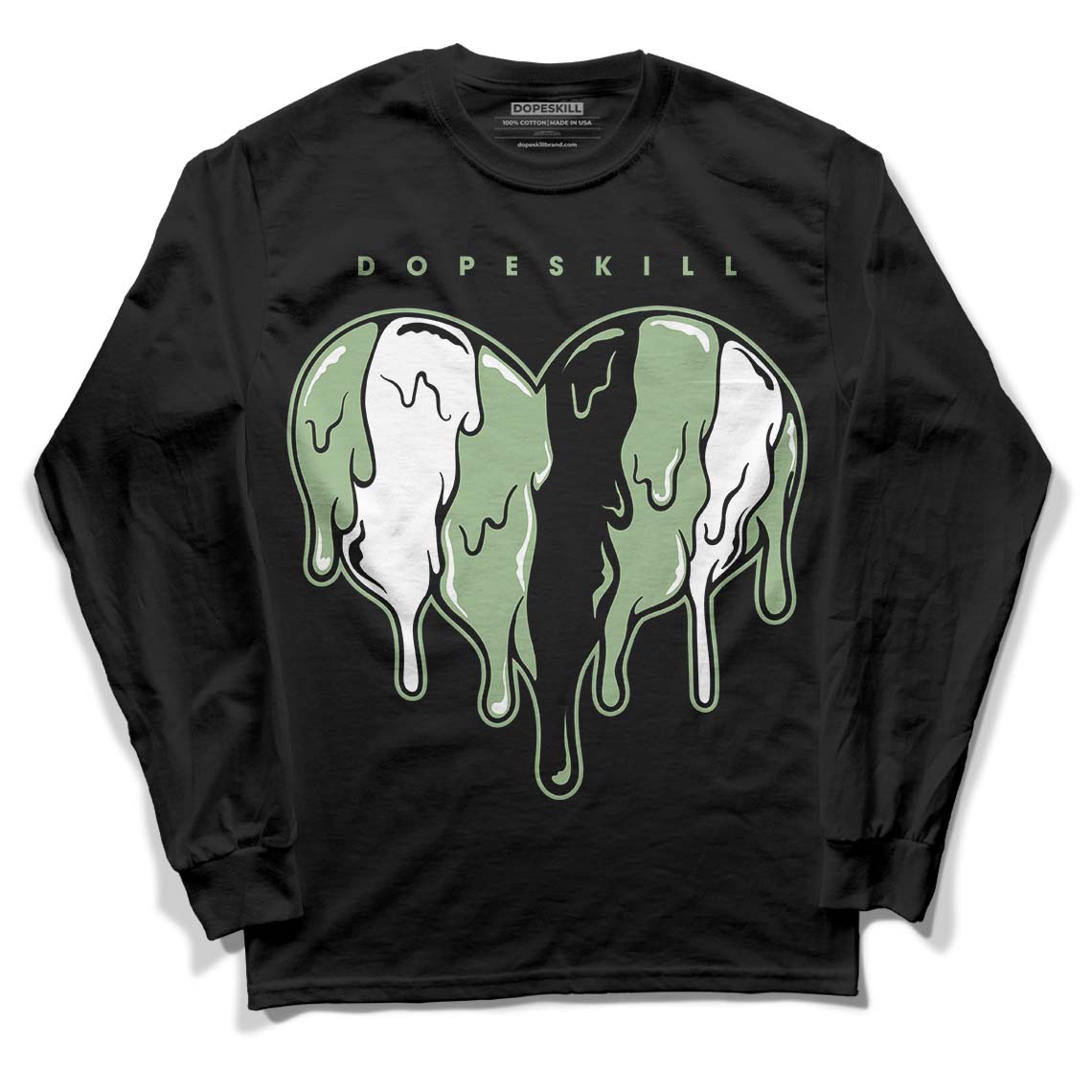 Seafoam 4s DopeSkill Long Sleeve T-Shirt Slime Drip Heart Graphic