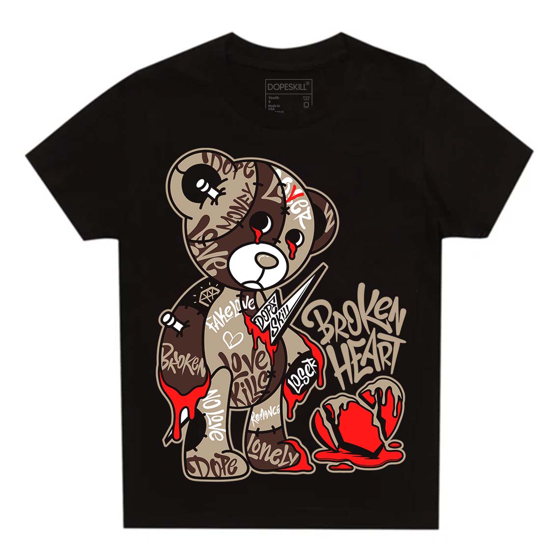 Latte 1s DopeSkill Toddler Kids T-shirt Broken Heart Graphic